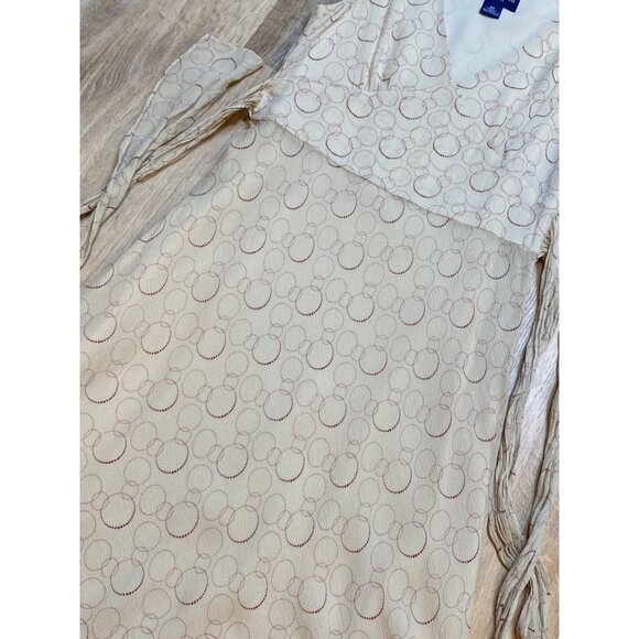 Y2K Ann Taylor Silk Beige & Red Circle Print Sleeveless Dress With Tie Waist Siz - Picture 7 of 7